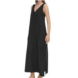 NWT DKNY Black Sleeveless Linen Maxi Dress - boho classic casual